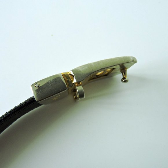 VTG Beltrami maroon black belt sz 32 / Cartier gold silver pin buckle made Italy - Picture 12 of 13